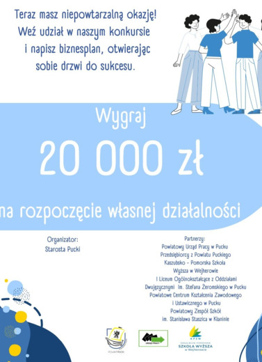 "Młodzieżowa Fala Biznesu w Powiecie Puckim" przedstaw biznesplan i zdobądź 20.000 zł na własną działalność