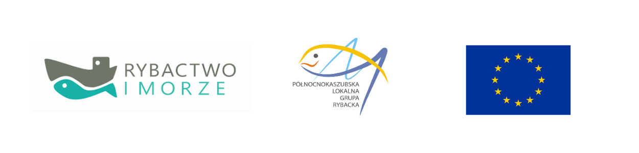 logo programu rybactwo i morze, unii europejskiej i północnokaszubskiej lokalnej grupy rybackiej