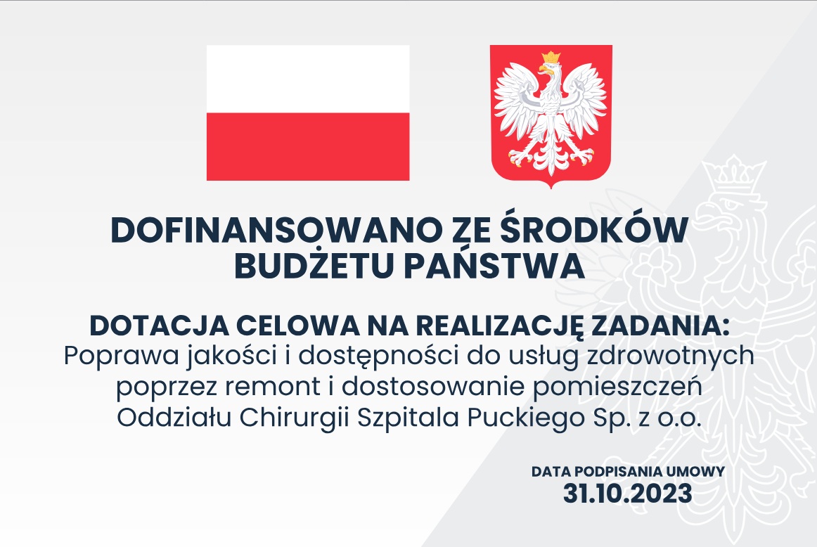 chirurgia szpital pucki dofinansowanie budżet państwa