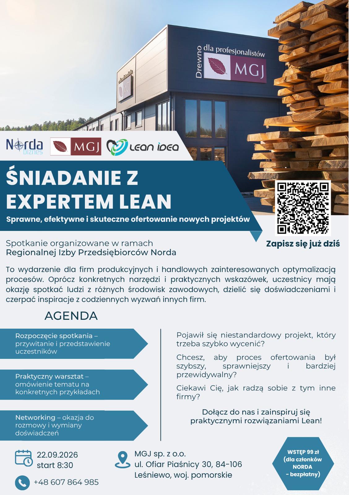 śniadanie z&nbsp;ekspertem lean, norda biznes, leśniewo, powiat pucki