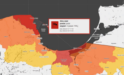Ostrzeżenie III STOPNIA przed silnym wiatrem