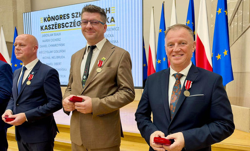 Starosta Pucki dr Jarosław Białk podczas II Kongresu Nauczycieli Języka Kaszubskiego w Kancelarii Prezesa Rady Ministrów w Warszawie.